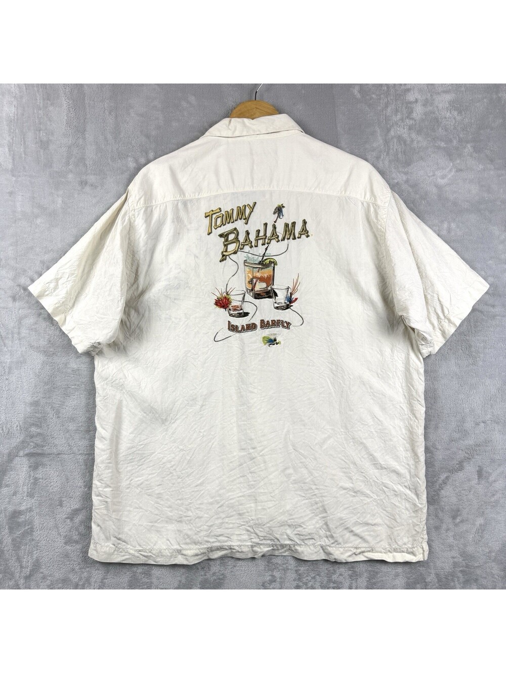 Tommy Bahama Men Island Barfly Embroidered 100% Silk Camp Shirt Resort Vacation
